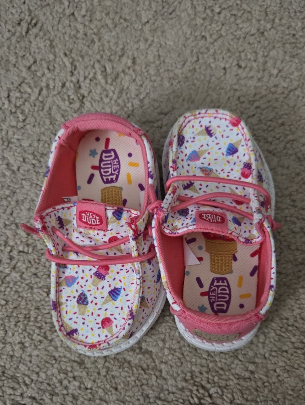 Hey Dude Kids Pink Ice Cream Print Slip-On Sneakers